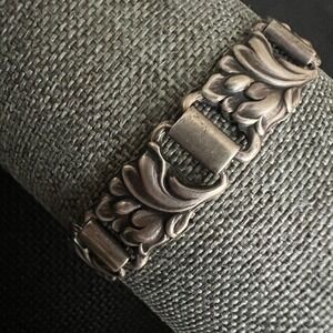 Vintage Danish 830S Silver Floral Panel Bracelet Harry Norgaard 14g